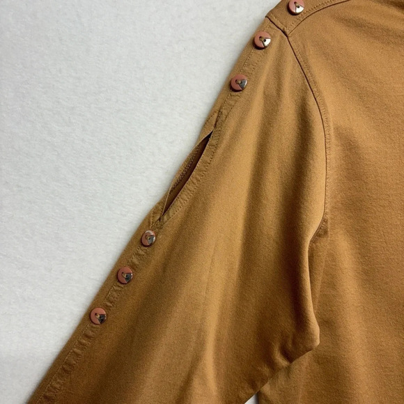 Jamie Sadock Pullover Sweater Cropped Brown Tan Button Sleeve Detail S - Picture 3 of 8
